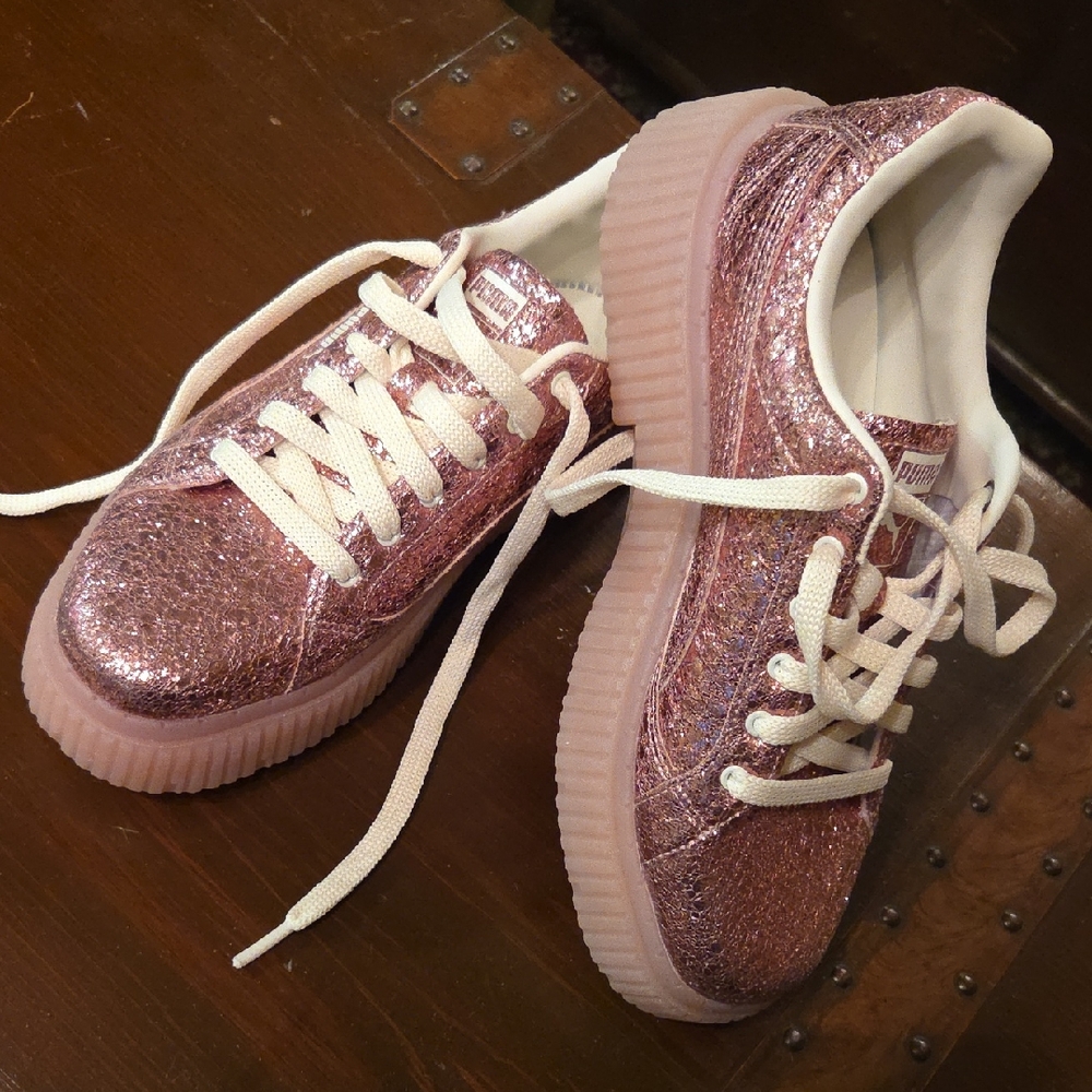 NEW Puma Womens Dinara Shine Metallic Platform Sneakers Size 7.5